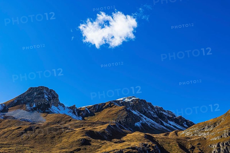 Cloud over the summit of Corne de Sorebois, Val d'Anniviers, Valais Alps, Canton Valais, Switzerland