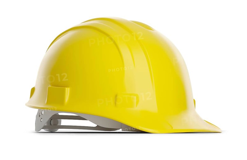 Yellow construction hard hat isolated on a white background