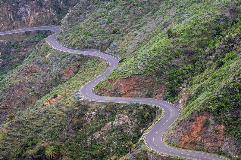 Typical road, winding, La Gomera, Canary Islands, Spain