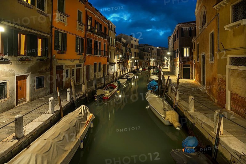 Quiet evening mood with canal in the Dorsoduro district, Venice, Veneto, Italy