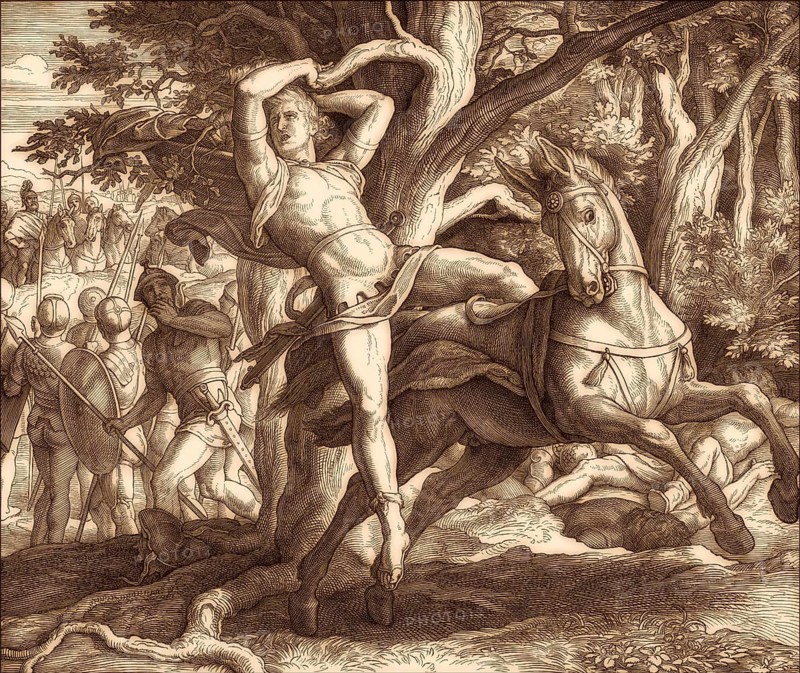Death of Absalom, Battle of Ephraim's Wood, Old Testament, by Julius Schnorr von Carolsfeld