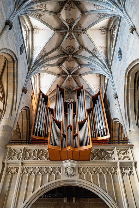 Church organ, St. Nicholas organ in Überlinger Münster, parish church of St. Nikolaus, Überlingen am Lake Constance, Bodenseekreis Baden-Württemberg, Germany