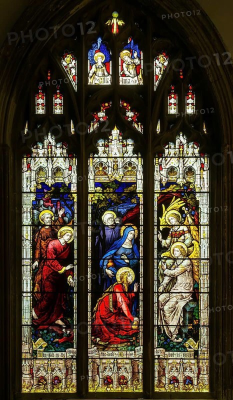 Stained glass window He is Risen, church of Saint Peter, Sudbury, Suffolk, England, UK c 1894 probably J Hardman