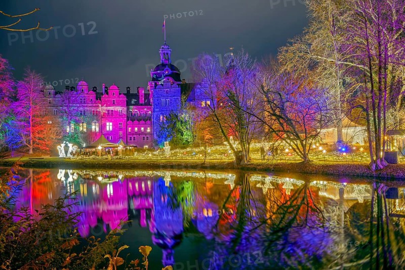 Christmas magic castle illuminated Bückeburg Germany