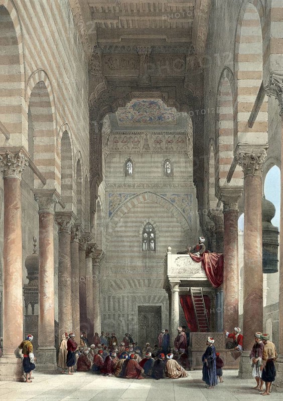 The interior of the mosque of the Metwalys, Egypt, around 1850, Historical, digitally restored reproduction from a 19th century original, exact date unknown