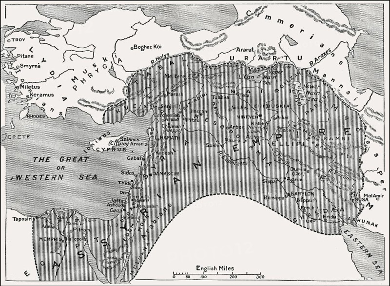 Map of the Assyrian Empire, 1000 BC until 700 BC