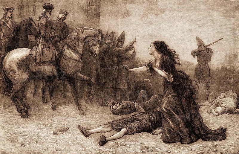 The Rescue of the Duchess of Popoli, Siege of Barcelona, 18th century, War of Spanish Succession, From British Battles on Land and Sea, by James Grant