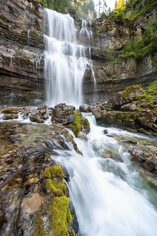 Cascata di Mezzo waterfall, long exposure, Vallesinella, Brenta, Trentino, Italy