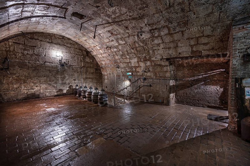 Historic rock cellar, beer cellar of an inn, built in the 17th century, market square, Lauf an der Pegnitz, Middle Franconia, Bavaria, Germany