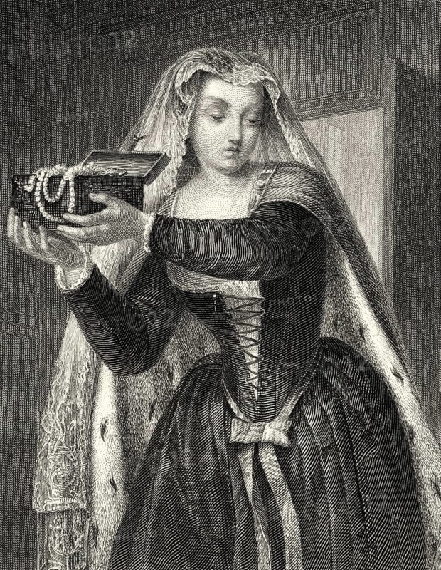 Agnès Sorel, 1410 - 1450, Dame de beauté, a favourite mistress of King Charles VII of France, character from the drama The Maid of Orleans by Friedrich Schiller, 1759 - 1805