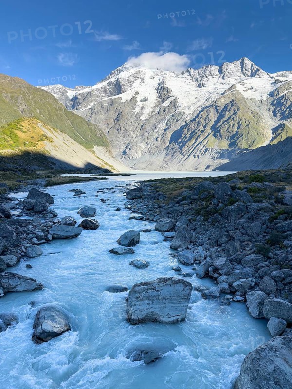 Hiking trail of the Hooker Valley Track, Mount Cook National Park, South Island, New Zealand, Oceania