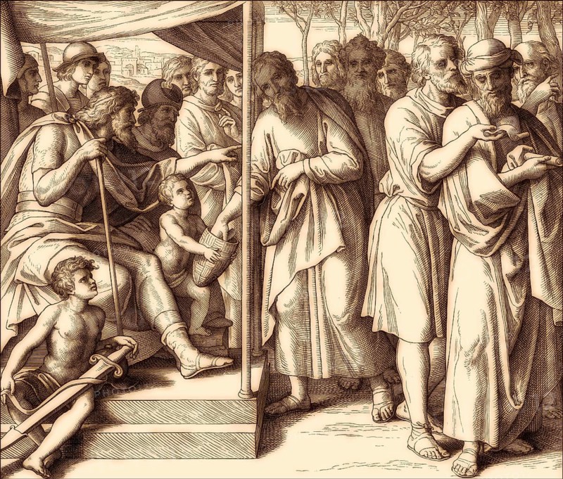 Joshua allocated the land among the twelve tribes, Old Testament, by Julius Schnorr von Carolsfeld, 1860