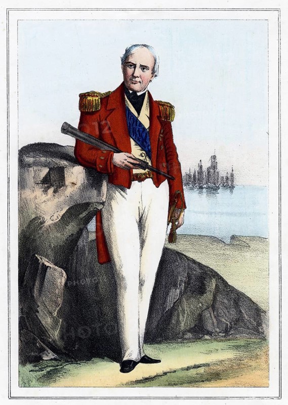 Edmund Lyons, 1st Baron Lyons (1790-1858), British naval commander, 1857. rear admiral of the British fleet in the Black Sea during the Crimean War (Russo-Turkish War) 1853-56. colour lithograph