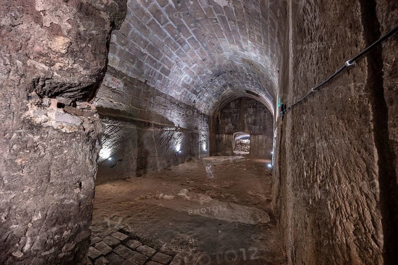 Historic rock cellar, laid out in the 17th century, market square, Lauf an der Pegnitz, Middle Franconia, Bavaria, Germany