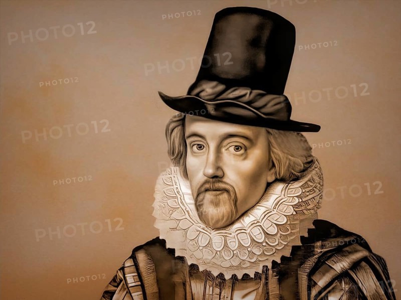 Portrait of Sir Francis Bacon, Baron Baco of Verulam, 1561 - 1626, English lawyer, statesman, essayist, historian, intellectual reformer, philosopher and scientist, digitally edited