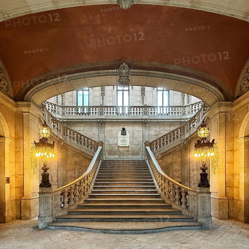 Palácio da Bolsa, magnificent staircase in the stock exchange in neoclassical style, UNESCO World Heritage Site, Porto, Portugal