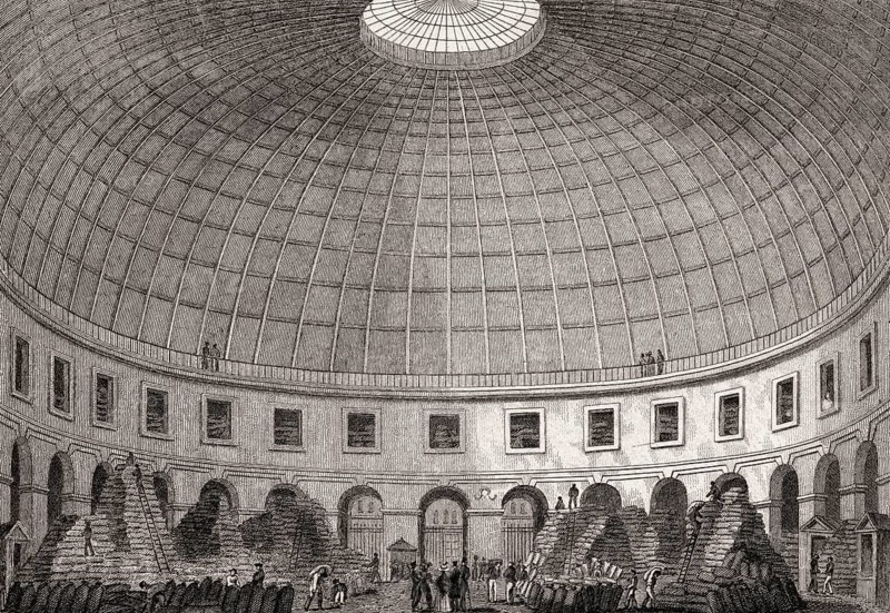 The Halle aux blés, Paris, antique steel engraved print, 1831