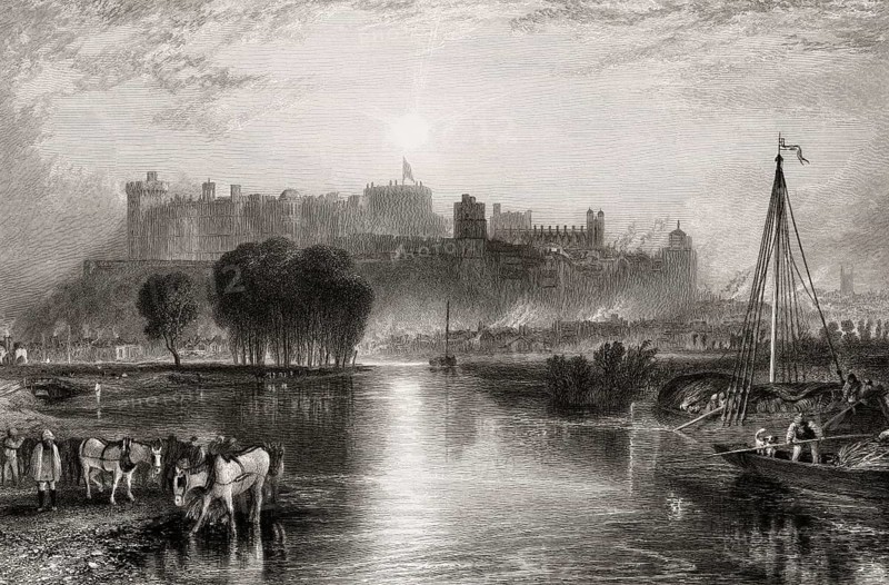 Windsor Castle, 1831, royal residence at Windsor, Berkshire, England, UK, after William Miller