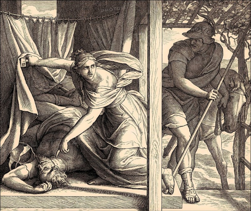 Jael Shows Barak the Body of Sisera, Old Testament, by Julius Schnorr von Carolsfeld, 1860