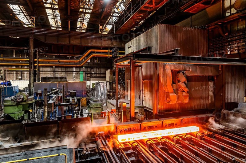 ThyssenKrupp hot rolling mill, transport of slab for reverse rolling, Hohenlimburg, Hagen, North Rhine-Westphalia, Germany