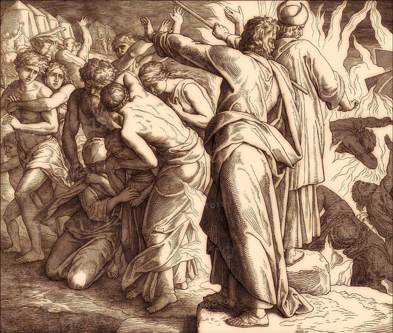 Korah's Rebellion, Old Testament, by Julius Schnorr von Carolsfeld, 1860