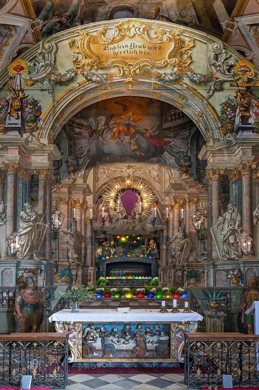 Holy Sepulchre, painted around 1767 by the painter Johann Joachim Pfaundler, St Donatus Church, Dorfstraße 20, Patsch, district of Innsbruck, Tyrol, Austria