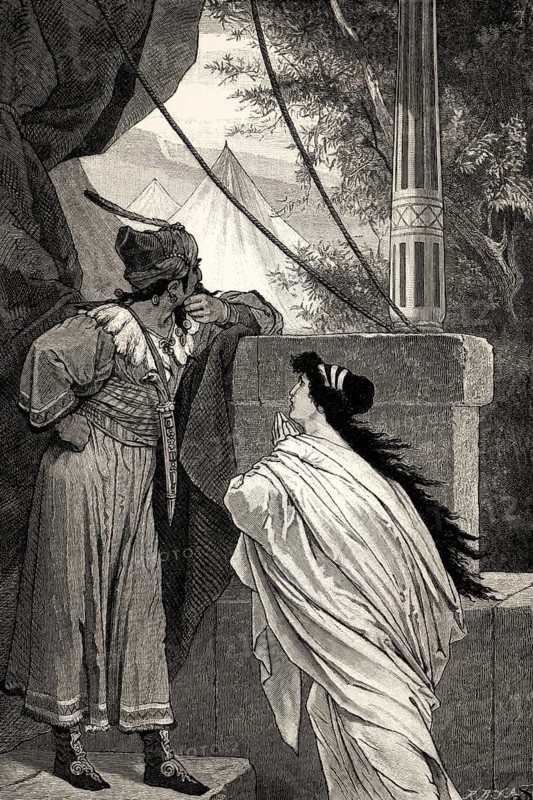 ACT V, SCENE III., Thoas and Iphigenia, scene from Iphigenia in Tauris, Johann Wolfgang von Goethe