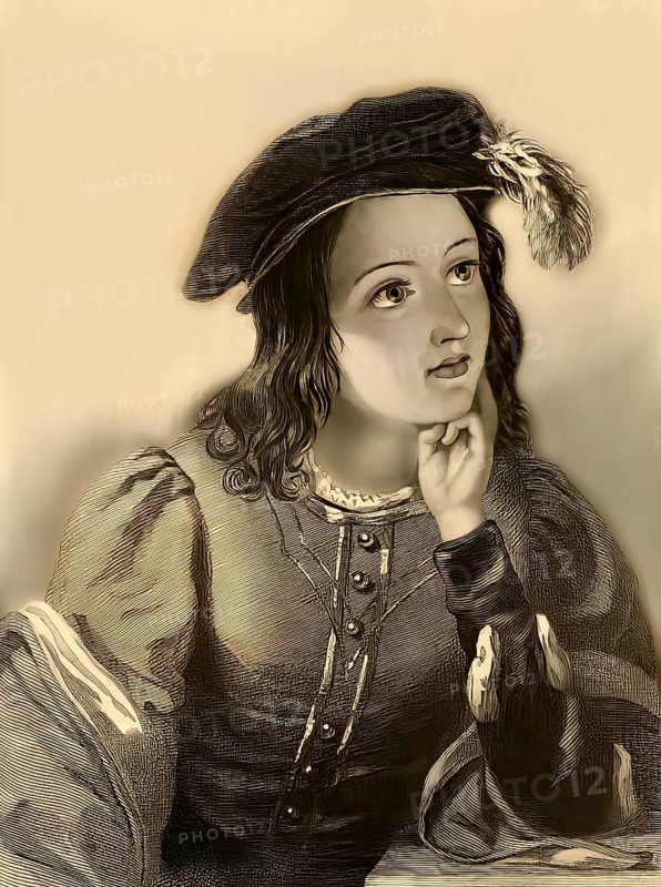 Kaled, female figure from the poem Lara by George Gordon Noel Byron, digital edited