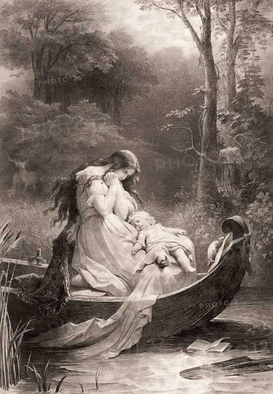 Ottilie, scene from the novel Elective Affinities, Die Wahlverwandtschaften by Johann Wolfgang von Goethe, after Wilhelm von Kaulbach