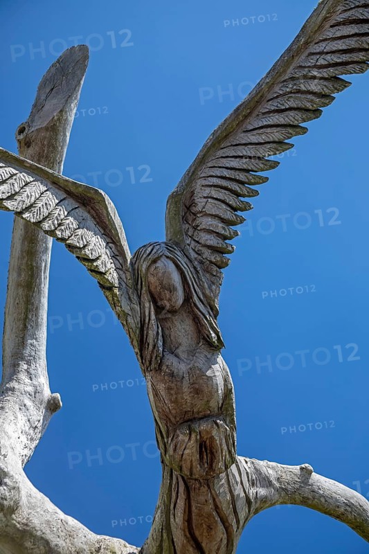 Bay St. Louis, Mississippi - An 'Angel Tree, one of several carved by chainsaw sculptor Dayle K. Lewis. Three people survived Hurricane Katrina in 2005 by clinging to this tree