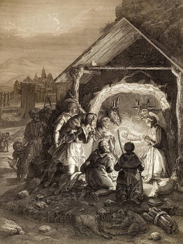 The Birth of Jesus Christ, 1853, Steel engraving digitally restored