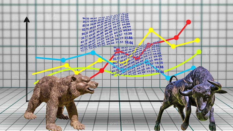 Symbol, bull and bear markets on stock exchanges and Wall Street, DAX crash, President Trump erratic decisions, global tariffs, share prices, euro, euro exchange rate, euro low, exchange rates, dollar parity, investment, recession concerns, inflation, export, raw materials and intermediate products in dollars, oil in dollars, world crisis, Ukraine war, Germany, loss of democracy, autocracy, China, Russia, Iran-Israel War, Venezuela