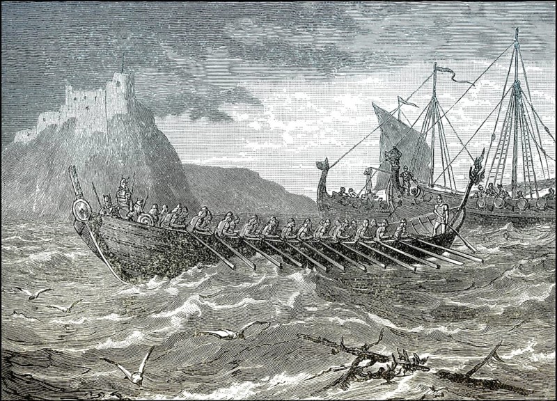 Landing Danes in England, 787, invasion with viking longships
