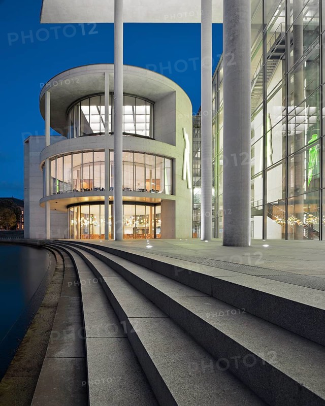 The Paul Löbe House of the German Bundestag on the Spree at dusk, blue hour, government district, Berlin-Mitte, Berlin, Germany