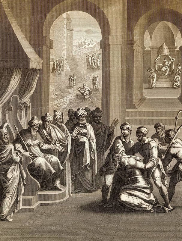 The Parable of the Unforgiving Servant, steel engraving 1853, digitally restored