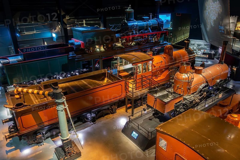 Steam locomotives at Train World, railway museum in Schaerbeek, Schaarbeek, Brussels, Belgium