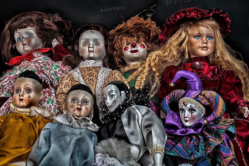 Old dolls, demonic faces