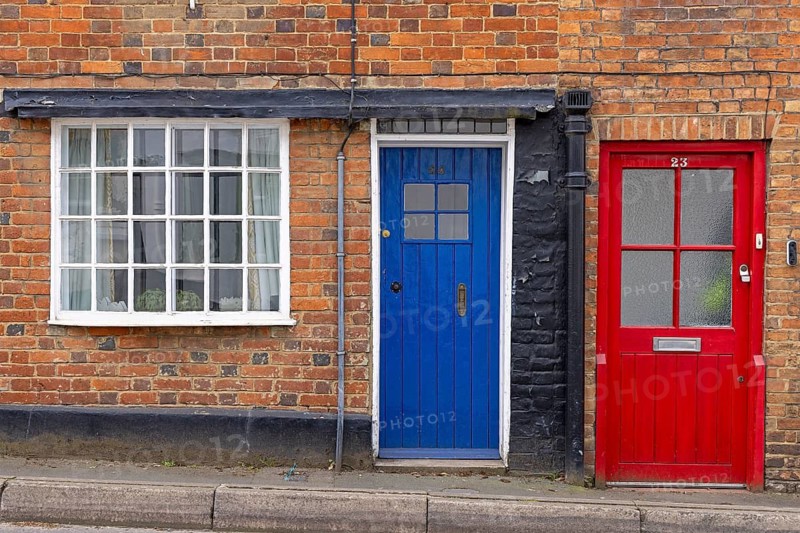 Coloured doors, Buckingham, England, Great Britain