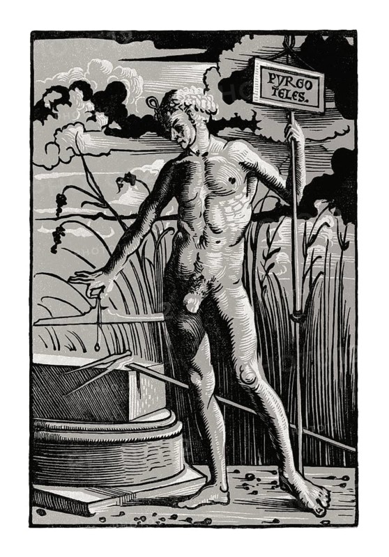 Pyrgoteles, 16th century, Chiaroscur woodcut by Johannes Wechtlin, facsimile of the 19th century