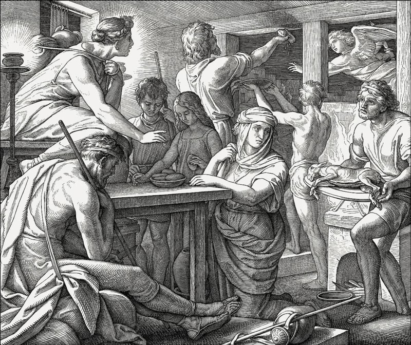 The Passover and Death of the Firstborn, Old Testament, by Julius Schnorr von Carolsfeld, 1860