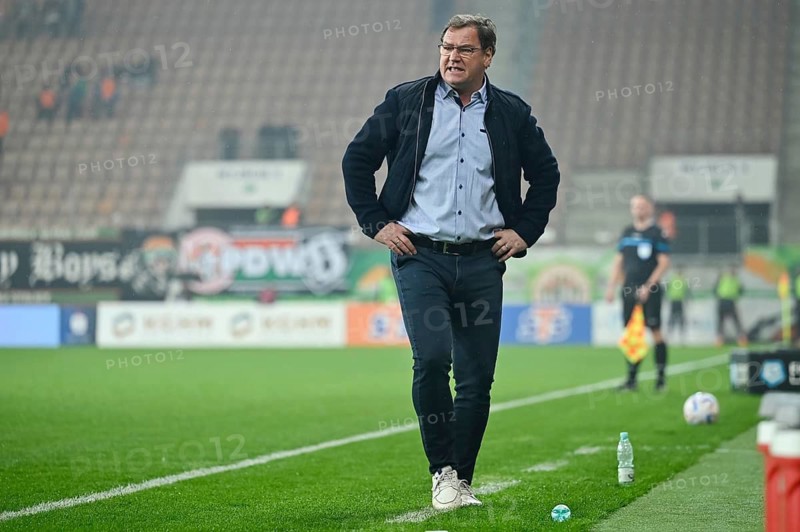 LUBIN, POLAND - APRIL 14, 2023: Football match Polish PKO Ekstraklasa between KGHM Zaglebie Lubin vs Gornik Zabrze 0:2. Jan Urban head coach of Gornik.