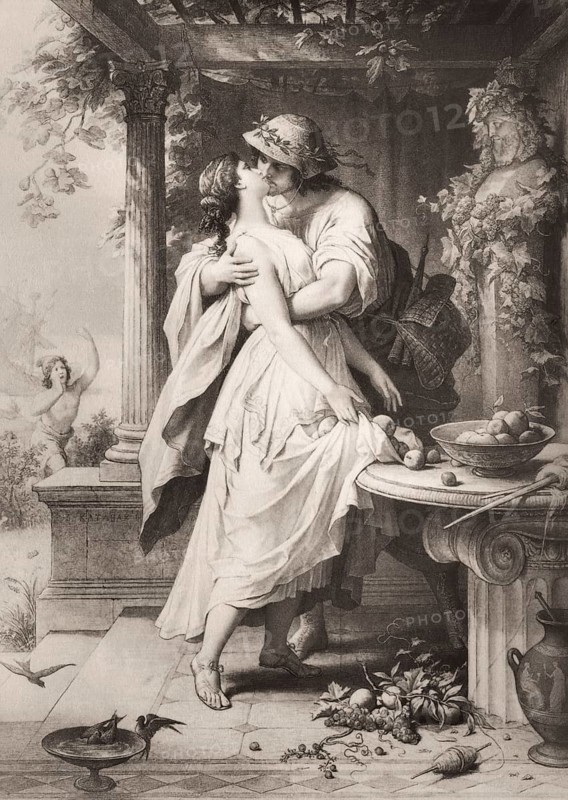 Alexis says goodbye to Dora, Alexis and Dora, by Johann Wolfgang von Goethe, after Wilhelm von Kaulbach