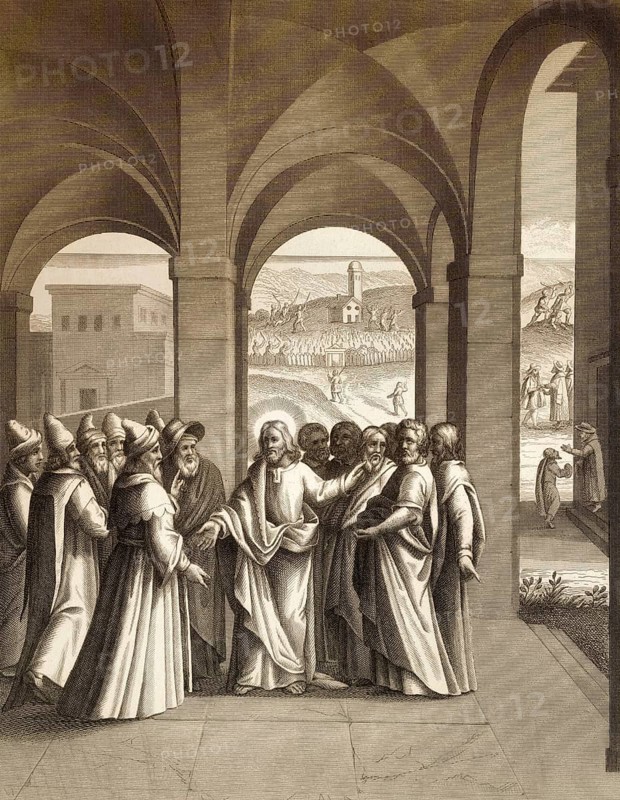 The Parable of the Wicked Husbandmen, New Testament, steel engraving 1853, digitally restored