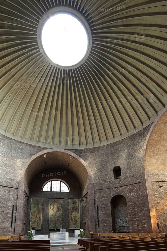 Classicist St. Stephen church, dome with hole, Pantheon, interior view, Karlsruhe, Baden-Württemberg, Germany