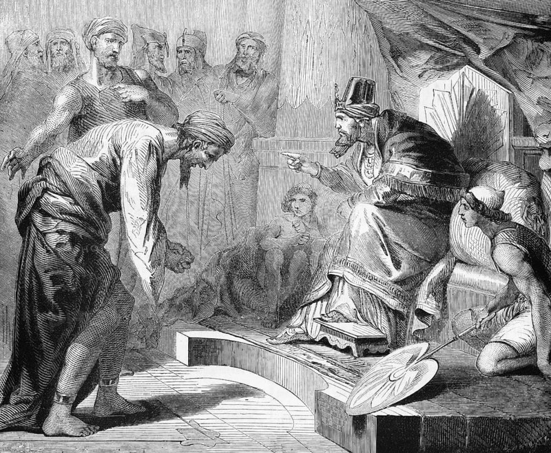 The Schalksknecht, chapter 18, verses 32 and 33, Matthew Gospel, Lord and Servant, Interest, Decreased, Debt, Servants, Pay, Servants, New Testament, Bible, Historical Illustration 1850