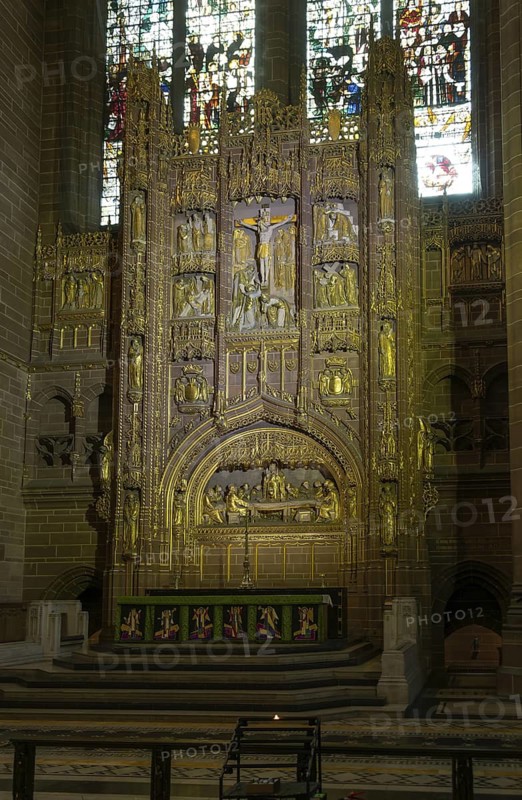 Altar reredos interior of Anglican Cathedral Church of Christ in Liverpool, Liverpool cathedral, Liverpool, England, UK