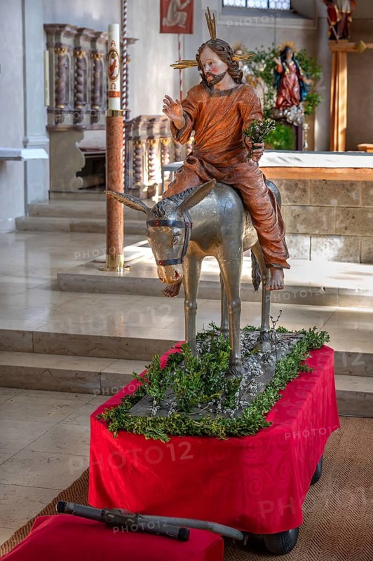 Palmesel in the parish church of St Nicholas, Oberthingau, Ostallgäu, Bavaria, Germany