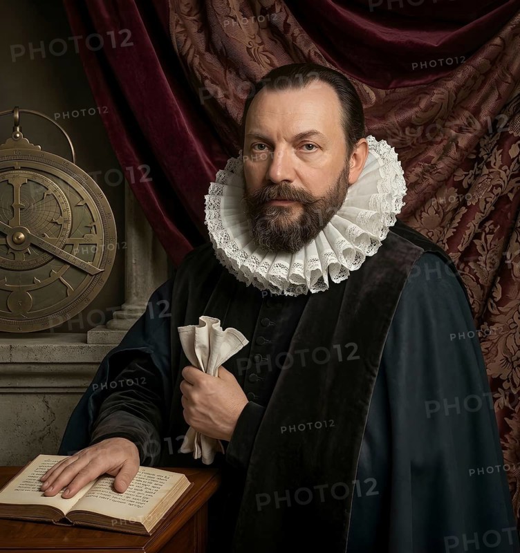 Portrait of Wilhelm Schickard, also Schickhardt, astronomer. mathematician and employee of Johannes Kepler, builder of the first calculating machine, historical figure, digital processing