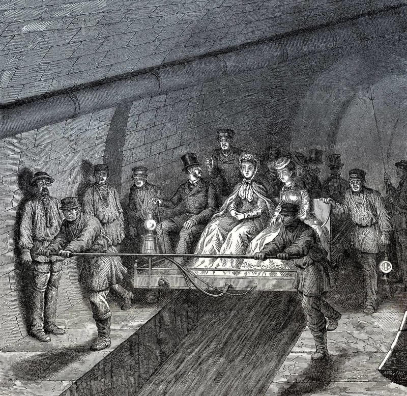 Visitors at the Paris Sewer Museum, Paris, France, 19th century