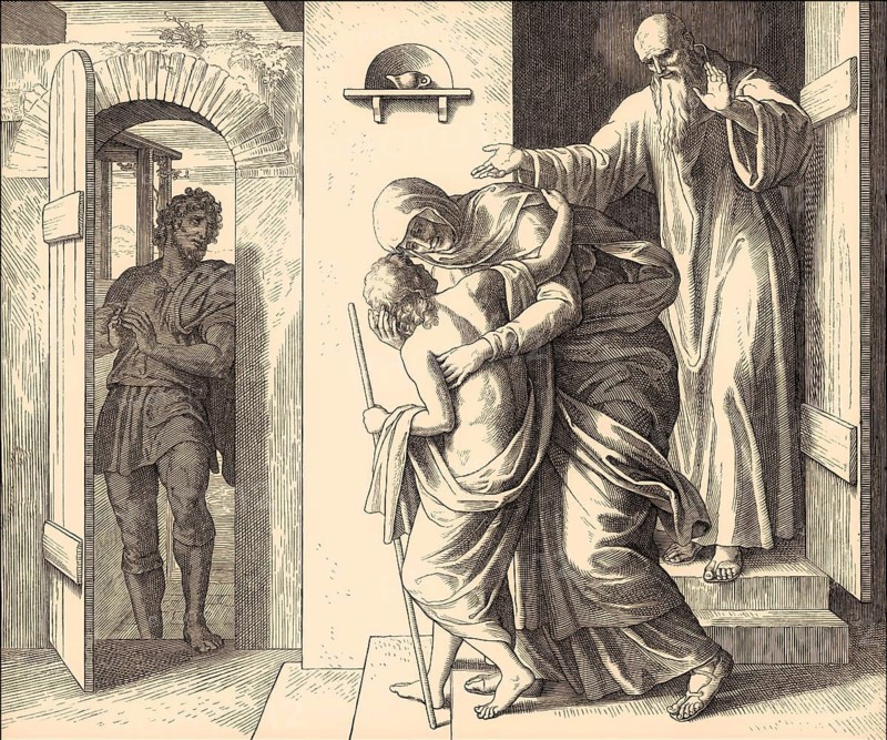 The raising of the son of the woman of Shunem, Old Testament, by Julius Schnorr von Carolsfeld